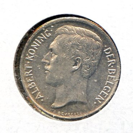 Belgium 1911 silver 50 centimes lustrous AU