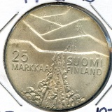 Finland 1978 silver 25 markkaa Nordic Skiier BU