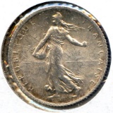 France 1919 silver 1 franc toned UNC