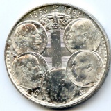 Greece 1963 silver 30 drachmai 5 Kings toned UNC