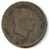 Italy/Kingdom of Napoleon 1813-B silver 5 lire about F