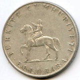 Turkey 1972 silver 50 lira AU