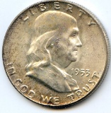 USA 1948-53 Franklin half dollars, 3 Denver mint pieces