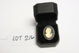 Whiting and Davis Irridescent Glass Cameo Cocktail Ring