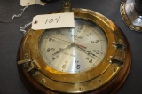 BRASS BOUND SHIP CLOCK WITH BATTERY OPERATED LECLAIRE CLOCK, 13 3/4