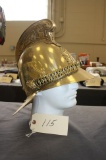 BRASS ENGLISH FIREMAN'S HELMET.  FOUND IN OLD BUILDING IN LIVERPOOL ENGLAND, APPROX. 10