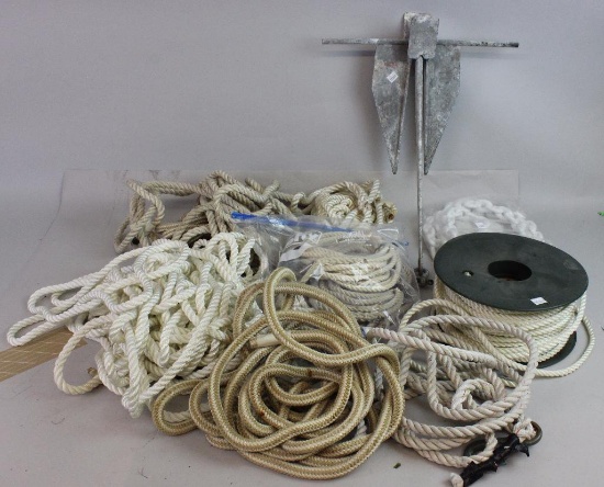 LARGE AMOUNT OF NEW AND USED ANCHOR AND DOCK LINE,