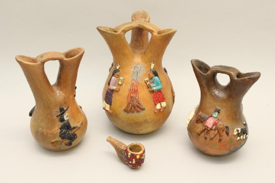 Grouping of Silas and Bertha Claw Native American Navajo Vessels