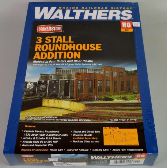 Walthers HO 3 Stall Roundhouse Addition NIB