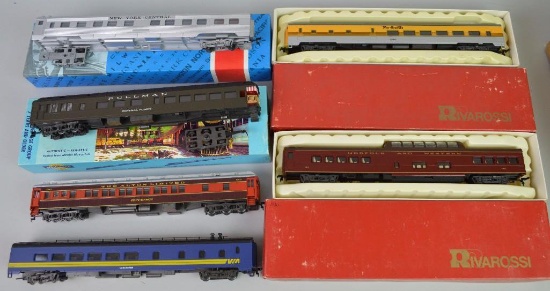 Grouping of 6 Observatory Cars including Rivarossi, Con-Cor and Athearn