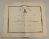 Belgian Award Certificate - Croix de Guerre