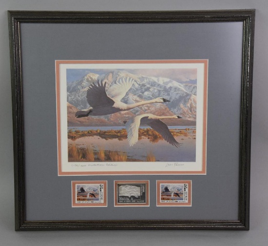 1986 Migratory Waterfowl Print - Utah First of State with Silver Medallion
