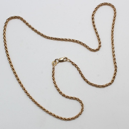 NECK CHAIN. 14K YELLOW GOLD WHEAT CHAIN