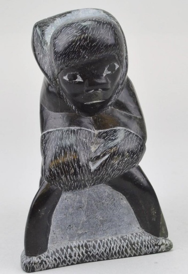 Figural Inuit Carving, Signed