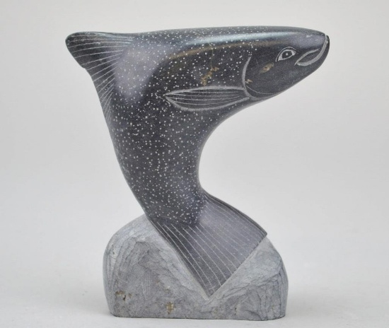 Inuit Carving of a Salmon, Signed