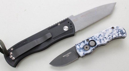 2 Pro-Tech push button auto knives.