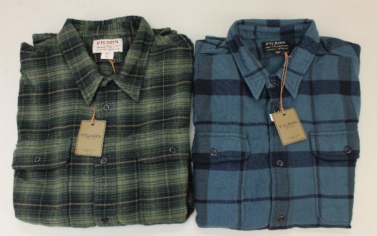 2 new Filson long sleeve fintage flannel work shirts.
