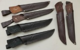 6 Olamic Cutlery leather sheaths.
