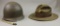 WWII Period Front Seam Fixed Bale Helmet and a Marine Corp Drill Instructor's Cap