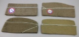 2 Original WWII Airborne/Glider Garrison Caps and 2 Garrison Caps  with No Insignia