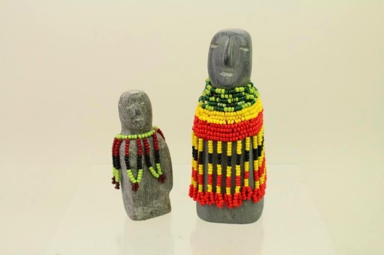 Stone Figures with Beaded Shawls