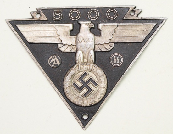 German WWII SS/SA 5000km Radiator Plaque