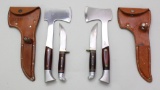 2 Western Combo fixed blade knife and hatchet sets.