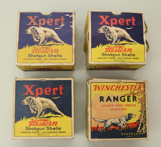 Lot of 4 vintage 12 ga boxes and ammo.