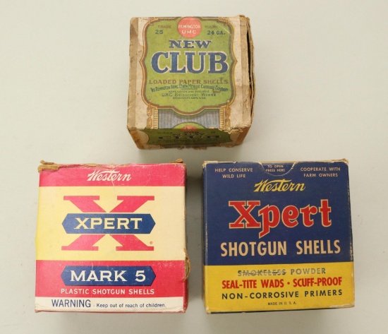 Lot of 3 vintage shot shell boxes and ammo.