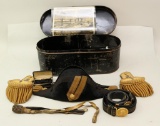 Cased Set of US Navy Epaulets and Hat