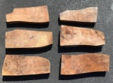 Lot of 6 highly figured walnut burl for butt stocks, forearms, pistol grips or knife handles.