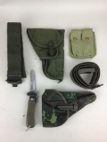 Holsters, belt and paratrooper knife.