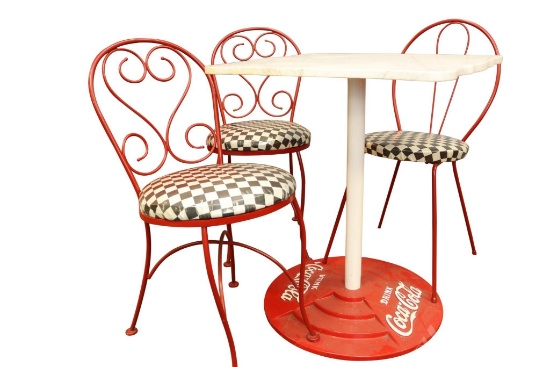 Coca-Cola Table and Sweetheart Parlor Chairs