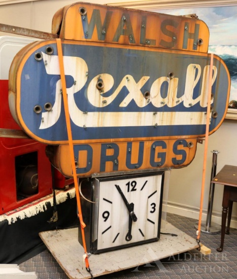 Rexall Drug Store Sign with Clock