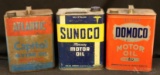 Two Gallon Oil Cans, Atlantic, Sunoco & Domoco