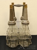 Glass Motor Oil Bottles & Carrier