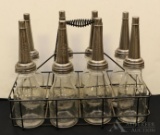 Glass Motor Oil Bottles & Carrier