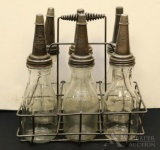 Glass Motor Oil Bottles & Carrier