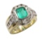 14KY and White Gold Emerald and Diamond Ring