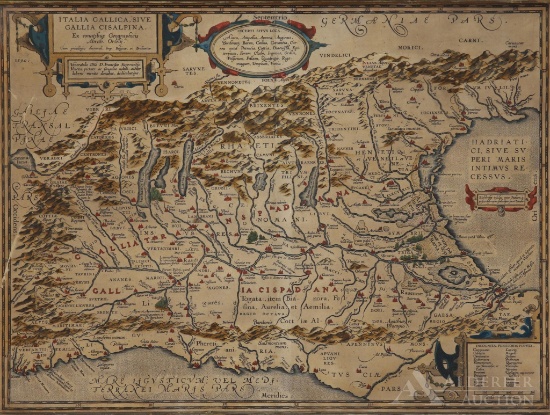 Map of Northern Italy by Abraham Ortelius--1608
