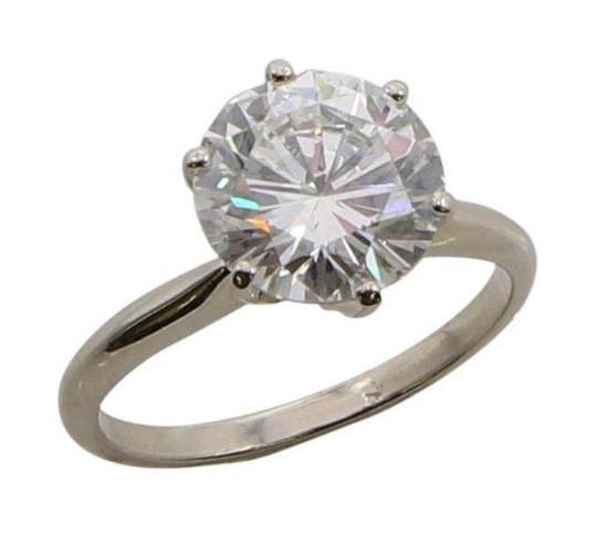 14KW Gold Diamond Solitaire Ring. 3.19Ct