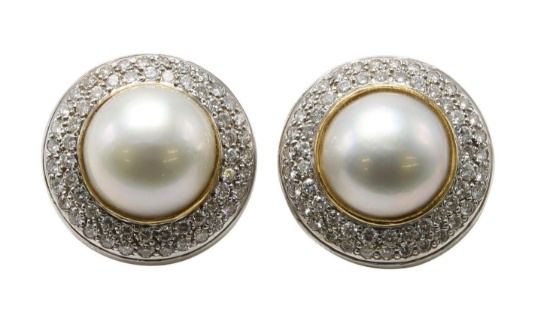 14KW Gold Mabe Pearl Earrings