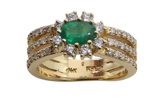 14KY Gold EFFY Emerald and Diamond Ring