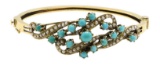 14KY Gold Turquoise and Seed Pearl Bracelet