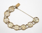 14KY Gold Asian Character Symbols Bracelet