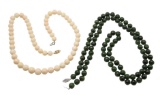 14K Gold Jade Bead and Coral Bead Necklaces