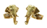 18KY Gold Elephant Head Ruby Eyes Cufflinks