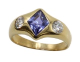 18KY Gold Sapphire and Diamond Ring