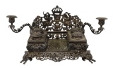 Ornate Silver Plated Girandole Inkwell