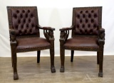 Pair of Ornate Carved Oak Pteranthrope Armchairs